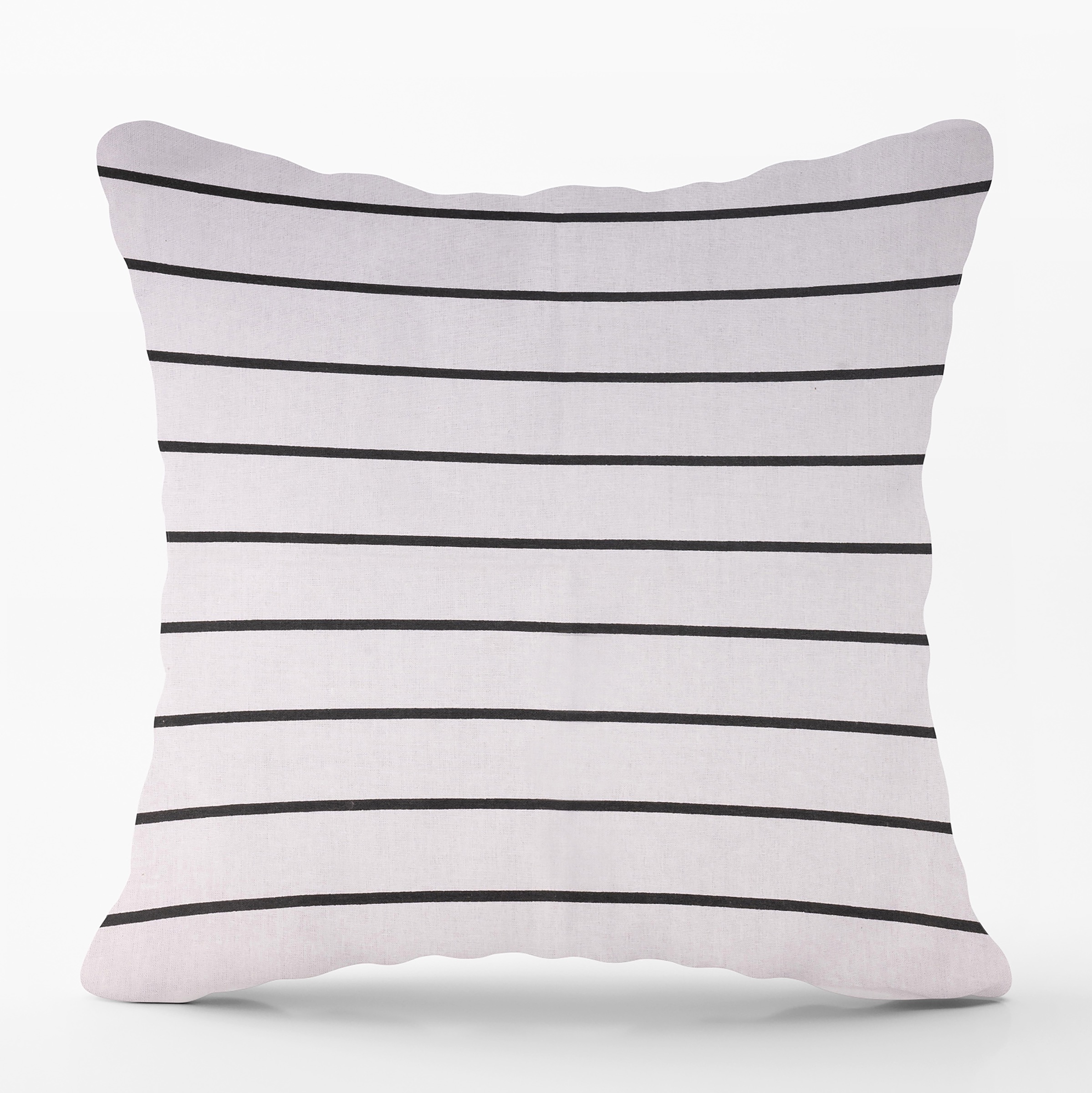  COTTON CUSHION 45Χ45 WHITE WITH THIN BLACK STRIPES ANA BLACK BACK SIDE